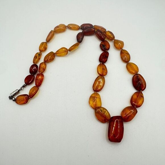19" All genuine Amber beaded necklace with barrel clasp! - Picture 1 of 12